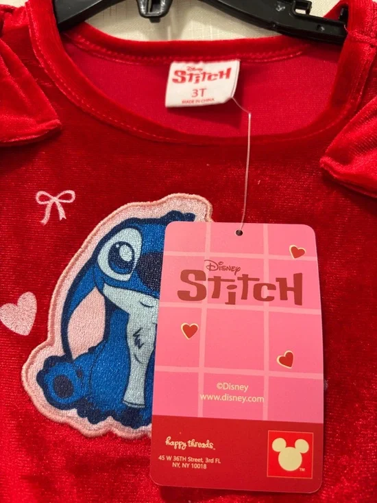Disney Stitch Red Velvet Heart Tutu Dress - Size 3T - Picture 3 of 5